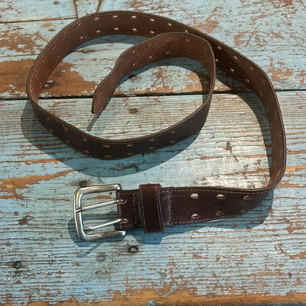 Brown Leather and Silver Buckle Large with dual notches